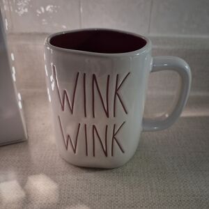 Rae Dunn White and Pink 'Wink Wink' Mug